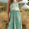 Jewel Neck Sleeveless Floral Print Backless Beach Dress - Image 4