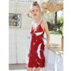 Kimono Sling Faux Silk V-neck Animal Print Nightgown - Image 2