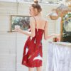 Kimono Sling Faux Silk V-neck Animal Print Nightgown - Image 3