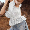 Lace Blouse Sleeveless Ruffle Peplum Tops - Image 3