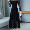 Lace Dresses Jewel Neck Long Sleeves Layered Cut Out Casual Floral Print Dresses