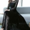 Lace Dresses Jewel Neck Long Sleeves Layered Cut Out Casual Floral Print Dresses - Image 2