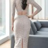 Lace Dresses Stand Collar Half Sleeves Layered Cut Out Sexy Dresses - Image 3