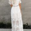 Lace Dresses V Neck Short Sleeves Sheer Lace Casual Dresses - Image 2