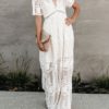 Lace Dresses V Neck Short Sleeves Sheer Lace Casual Dresses - Image 4