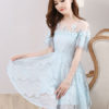 Lace Homecoming Mini Prom Short Sleeve Flowers Beading Party Dresses - Image 2
