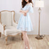 Lace Homecoming Mini Prom Short Sleeve Flowers Beading Party Dresses - Image 3