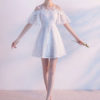 Lace Homecoming Mini Prom Short Sleeve Flowers Beading Party Dresses - Image 7