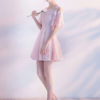 Lace Homecoming Mini Prom Short Sleeve Flowers Beading Party Dresses - Image 9