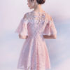 Lace Homecoming Mini Prom Short Sleeve Flowers Beading Party Dresses - Image 11