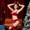 Lace Lingerie Bra Panties Garter Stocking Antlers Set - Image 4