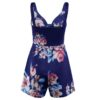 Lace Up Print Floral Casual Short Jumpsuit - Image 14