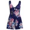Lace Up Print Floral Casual Short Jumpsuit - Image 15