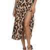 Leopard Print Split Wrap Formal Evening Skirt
