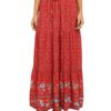 Long Raised Waist Printed Skirt For Women