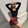Long Sleeve Lace Velvet Casual Ruffle Button Short Shirt - Image 6