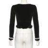 Long Sleeve Lace Velvet Casual Ruffle Button Short Shirt - Image 9