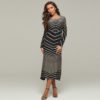 Sexy Stripe Stitching Evening Skinny Dress - Image 2