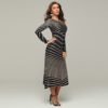 Sexy Stripe Stitching Evening Skinny Dress - Image 4