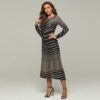 Sexy Stripe Stitching Evening Skinny Dress - Image 5