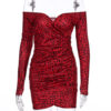 Long Sleeves Pleated Sexy Sweetheart Neck Body Conscious Sheath Dress - Image 3