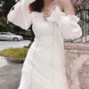 Long Sleeves Strapless Drawstring Sexy Bodycon Dress - Image 2
