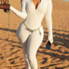 Long Sleeves Zipper Skinny One Piece Outfit