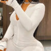 Long Sleeves Zipper Skinny One Piece Outfit - Image 3