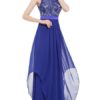 Maxi Dresses Sleeveless Floral Print Jewel Neck Pleated Layered Lace Long Dress - Image 4