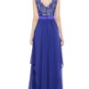 Maxi Dresses Sleeveless Floral Print Jewel Neck Pleated Layered Lace Long Dress - Image 5