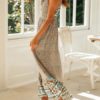 Maxi Dresses Sleeveless Floral Print Straps Neck Bohemian Dress Drawstring Long Dress - Image 3