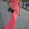 Maxi Dresses V Neck Ruffles Bodycon Floor Length Dress - Image 2