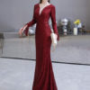 Mermaid Jewel Neck Sequined Floor Length Sequins Social Pageant Evening Dresses - Image 2