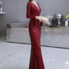 Mermaid Jewel Neck Sequined Floor Length Sequins Social Pageant Evening Dresses - Image 3