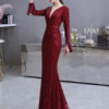Mermaid Jewel Neck Sequined Floor Length Sequins Social Pageant Evening Dresses - Image 4