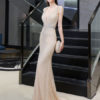 Mermaid V Neck Sleeveless Floor Length Formal Dinner Evening Dresses - Image 7