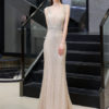 Mermaid V Neck Sleeveless Floor Length Formal Dinner Evening Dresses - Image 8