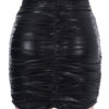 Mini Leather Like Ruched Bodycon Skirt - Image 2