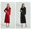 Nightgown One Piece Faux silk Lapel Ankle Length Robe - Image 2