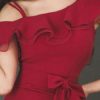 One Shoulder Ruffles Split Sleeveless Bodycon Dress - Image 4