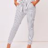 Pants Cotton Blend Stripes Trousers
