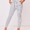 Casual Harem Cotton Blend Stripes Trousers - Image 3