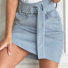 Paper Bag Belted A Line Bodycon Skirt - Image 4