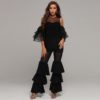 Round Neck Ruffled Flare Sleeve Off Shoulder Cutout Fashion Vestidos