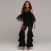 Round Neck Ruffled Flare Sleeve Off Shoulder Cutout Fashion Vestidos - Image 5