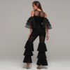 Round Neck Ruffled Flare Sleeve Off Shoulder Cutout Fashion Vestidos - Image 2
