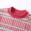 Plaid Casual O-Neck Flare Long Sleeve Slim Pullovers Crop Top - Image 8