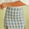 Plaid Double Slit Bodycon Skirt