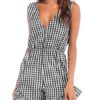 Plaid V Neck Polyester One Piece Outfit - Image 5