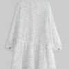 Polka Dot Button Long Sleeve Mini Shirt Dress - Image 2